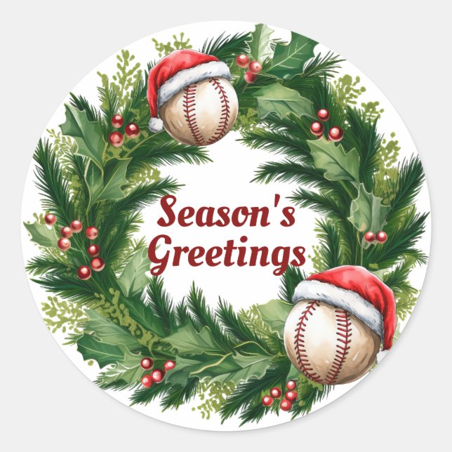 Adesivo Béisbol de boné de Papai Noel personalizável  (Frente)