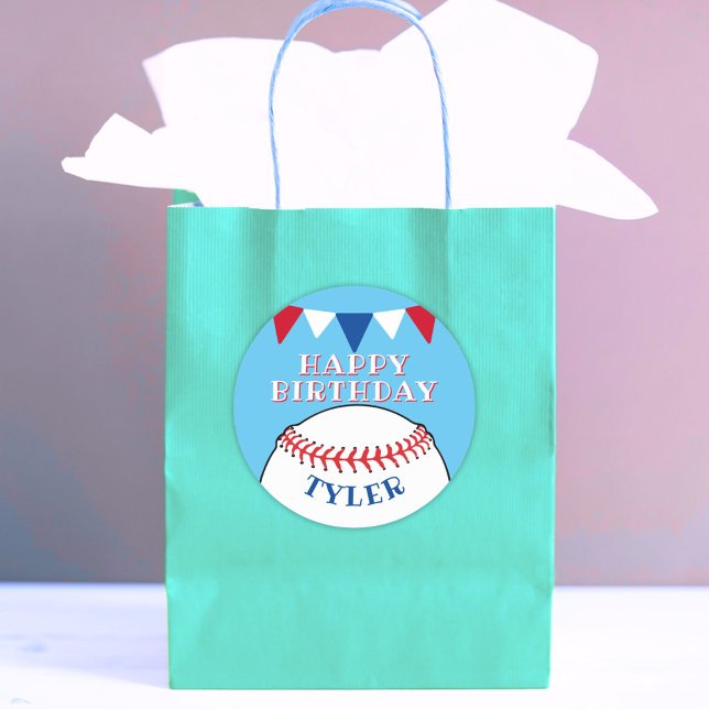 Adesivo Beisebol Ball Blue Kids Boy Name Happy Birday (Criador carregado)