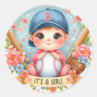 Adesivo Beisebol Bliss Baby Girl Announement Floral Baby