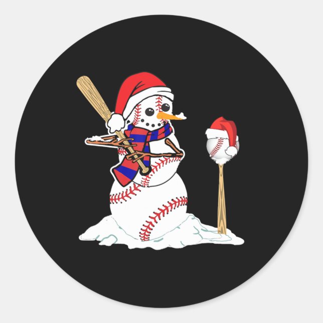Adesivo Beisebol de Natal Jogando Baseball (Frente)