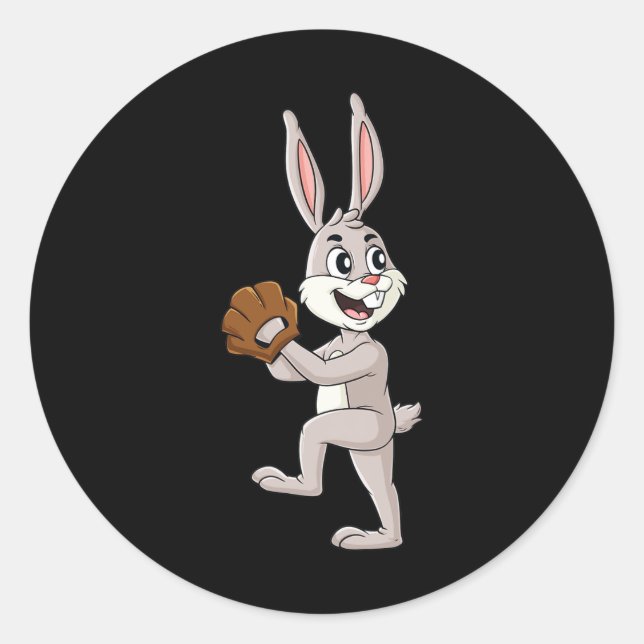 Adesivo Beisebol Páscoa Rabbit Pitcher Meninas Garotas (Frente)