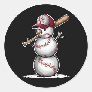 Adesivo Beisebol Snowman Balls Snow Natal Presente no Nata