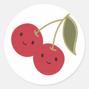 Adesivo Bela animação sorrindo em cerejas Kawaii