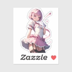 Adesivo Bela Anime Querida De Cabelo Rosa