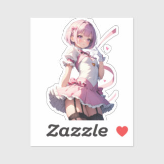 Adesivo Bela Anime Querida De Cabelo Rosa