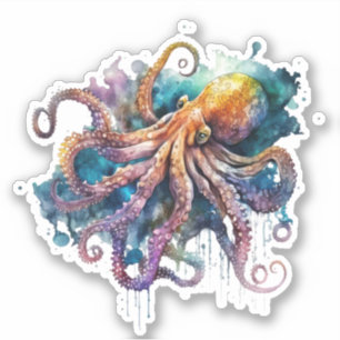 Adesivo Bela Aquarela Octopus Vinyl Sticker