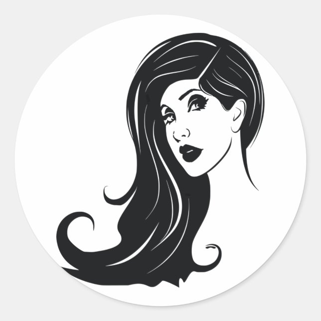 Adesivo Bela Arte de Moda de Mulher de Cabelo Longo (Frente)