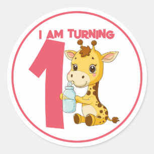 Adesivo Bela Cartoon Baby Giraffe Aniversário