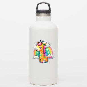 Adesivo Bela Cartoon Colorida Giraffe Rainbow Fundo