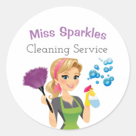 Adesivo Bela Cartoon Maid House Clearing Services Business
