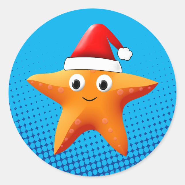 Adesivo Bela Cartoon Starfish Santa Hat (Frente)