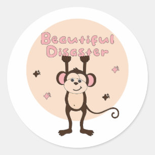 Adesivo Bela Catástrofe Kawaii Macaco Rosa Castanho Engraç