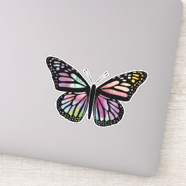 Adesivo Bela Colorida Borboleta de Cores d'Água