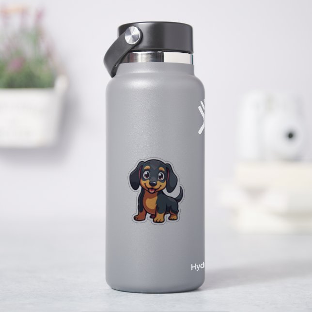 Adesivo Bela Dachshund, Aventura Kawaii, Pequena (HidroFlask)