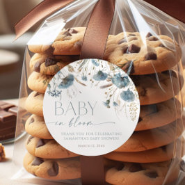 Adesivo Bela flor azul empoeirada bebê em chá de menino