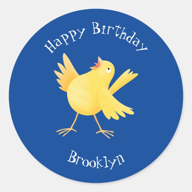 Adesivo Bela fotografia de pássaro canário amarelo cantand (Frente)