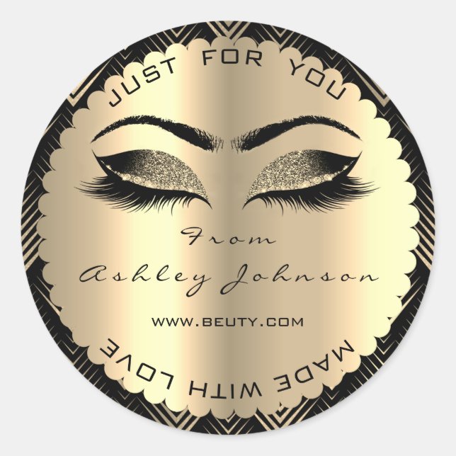 Adesivo Bela Glitter Sepia Dourada Lash Feita Com Amor (Frente)