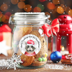 Adesivo Bela guaxinim no Natal de Red Santa