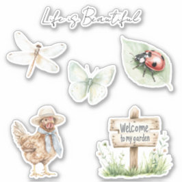 Adesivo Bela Jardim Joaninha Borboleta Libélula