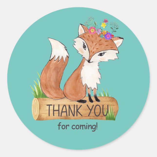 Adesivo Bela Madeira Fox Birthday Obrigado Sticker (Frente)
