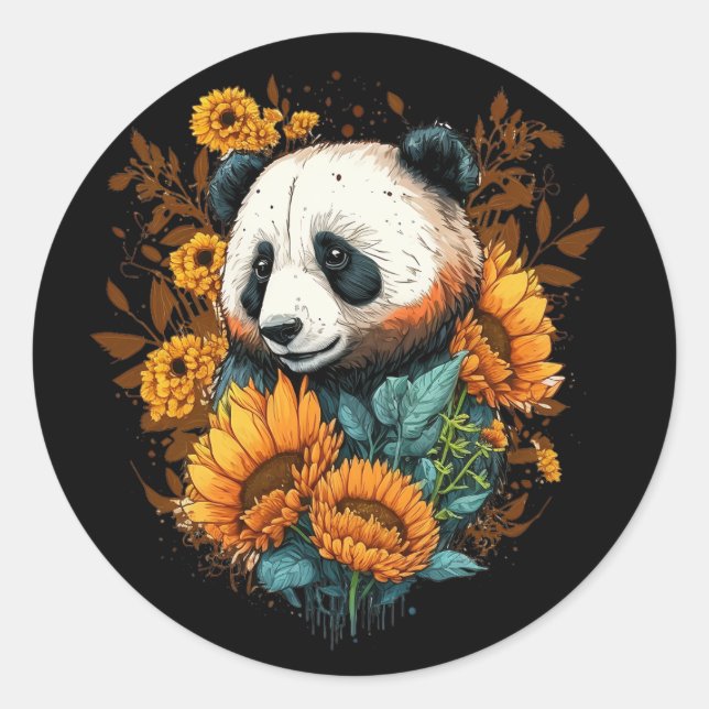 Adesivo Bela Panda Sunflower Lover Design Art (Frente)