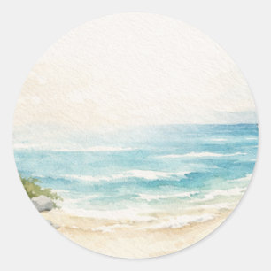 Adesivo Bela Pintura em Aquarela da Costa Oceânica Marítim