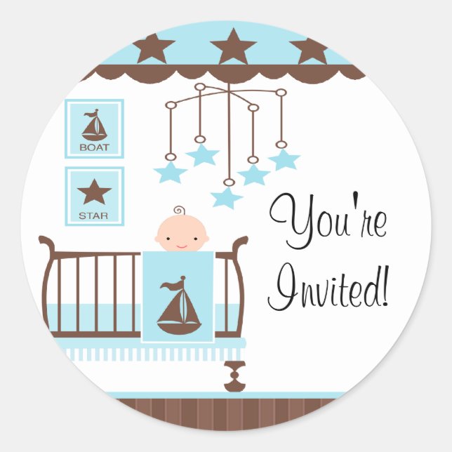 Adesivo Bela Sala Azul do Bebê Você é ConvidadoSticker (Frente)