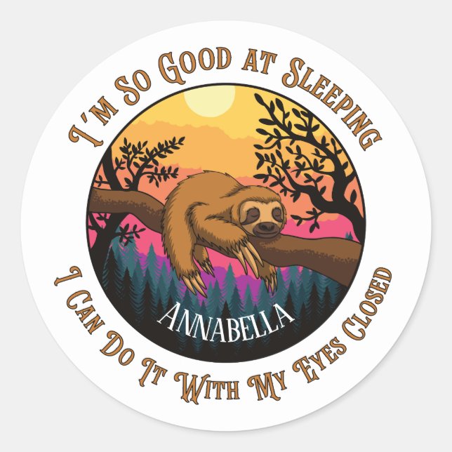 Adesivo Bela Sloth - Sou tão bom em dormir (Frente)