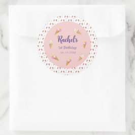 Adesivo Bela Sorvete Rosa, Garota do Cone, Aniversário