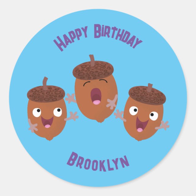 Adesivo Belas bolotas felizes cantando cartoon para crianç (Frente)