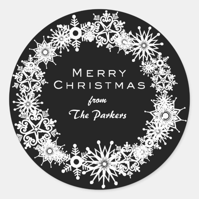 Adesivo Belas flocos de neve sobre fundo preto (Frente)