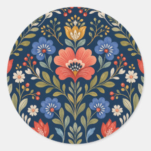 Adesivo Belas Flores Silvestres Escandinavas em Azul Marin