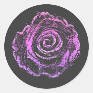 Adesivo belas pétalas rosa esboçando a arte da linha