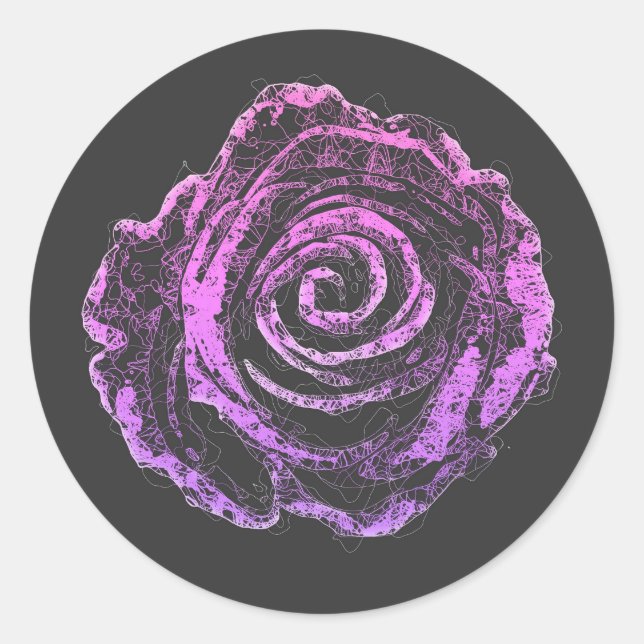 Adesivo belas pétalas rosa esboçando a arte da linha (Frente)