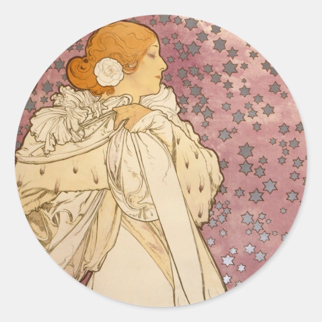 Adesivo Beleza da Mulher Mucha Art Nouveau (Frente)