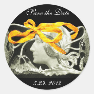 ADESIVO BELEZA ELEGANTE/SENHORA COM AMARELO ENCURVAMENTO E