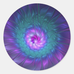 Adesivo Beleza Floral Abstrata Arte Fractal Colorida Flor