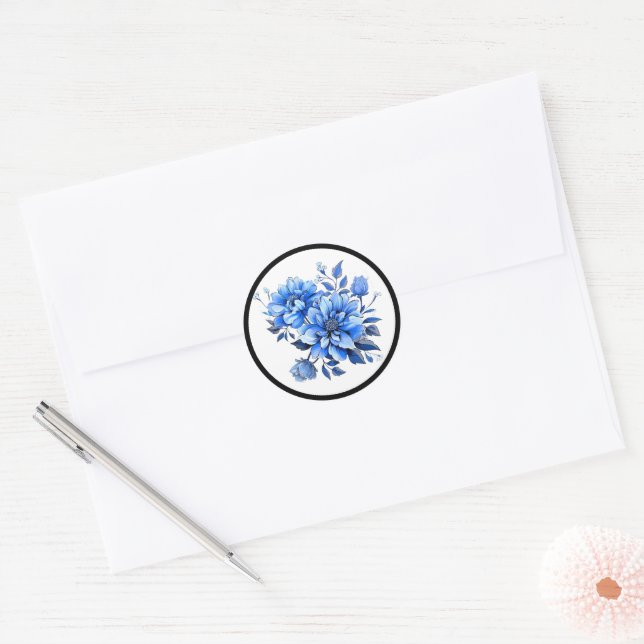 Adesivo Beleza Floral Azul e Branco (Envelope)