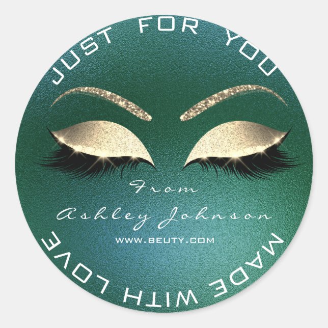 Adesivo Beleza Salon Glitter Deep Green Obrigado (Frente)