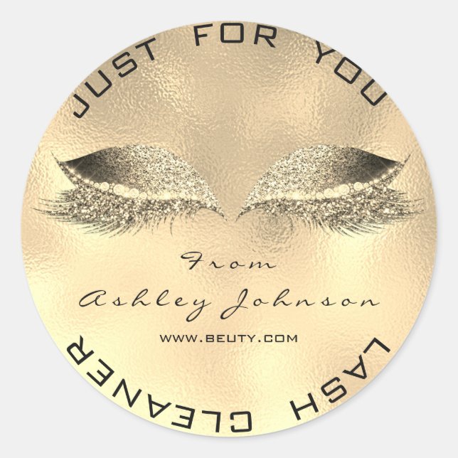 Adesivo Beleza Salon Glitter Dourada Lash Cleaner Metal Fa (Frente)