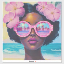 Adesivo Beleza tropical em tons de rosa