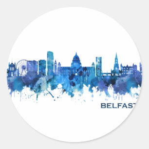 Adesivo Belfast Norte Ireland Skyline Blue