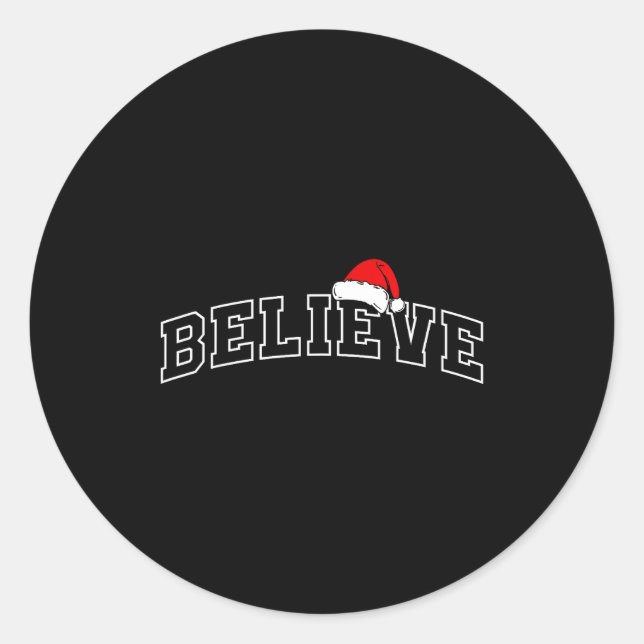 Adesivo Believe Christmas Varsity Minimal Text Santa Hat F (Frente)