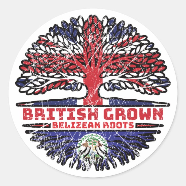 Adesivo Belize Belizean Uk (Reino Unido) - Árvore britânic (Frente)