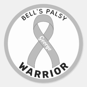 Adesivo Bell Palsy Warrior Ribbon White Round Sticker