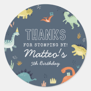 Adesivo Belo Aniversário De Dinossauro, Obrigado, Sticker