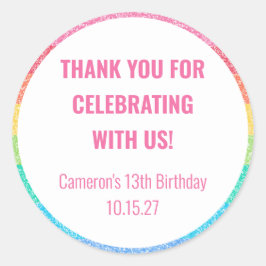 Adesivo Belo Aniversário Personalizado Do Arco-Íris, Muito