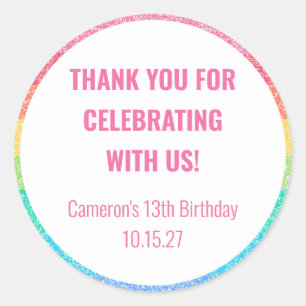 Adesivo Belo Aniversário Personalizado Do Arco-Íris, Muito