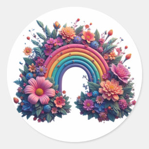 Adesivo Belo arco-íris com flores pastéis