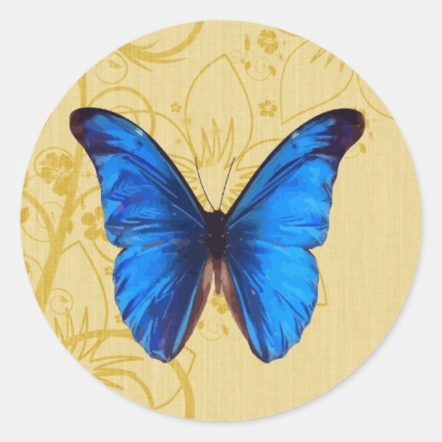 Adesivo Belo Blue Butterfly Vintage art (Frente)